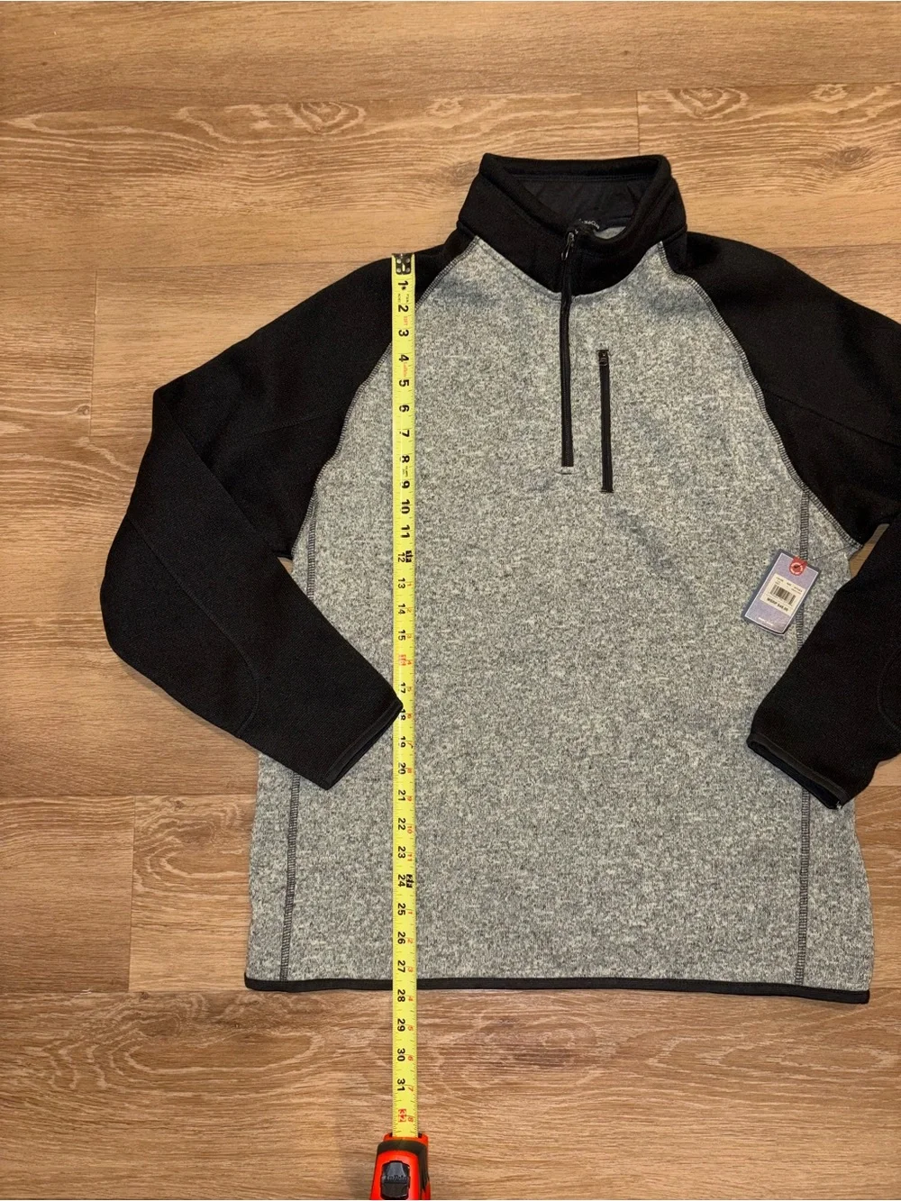 Beverly Hills Polo Club Men’s Large Quarter Zip Pullover Gray Black NWT